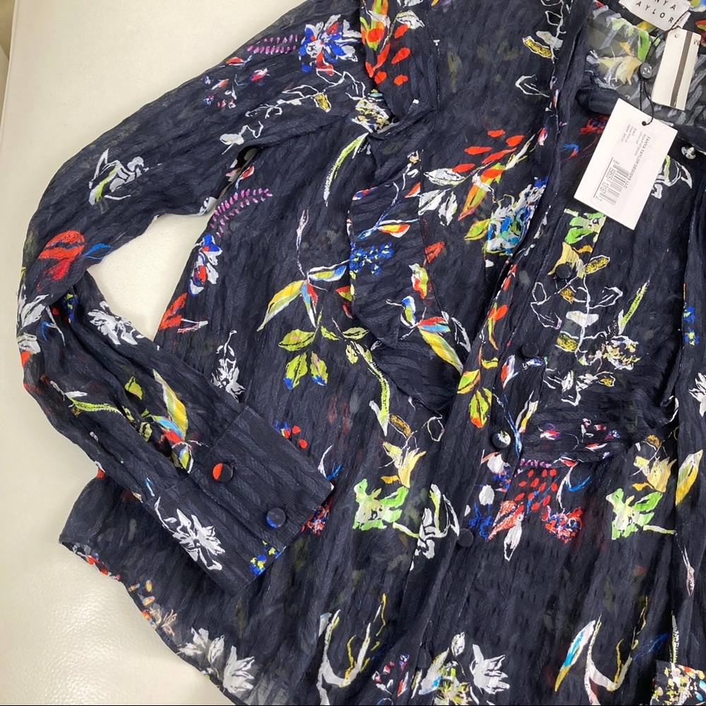 TANYA TAYLOR Layla Silk Button-Up Top - Picture 3 of 7